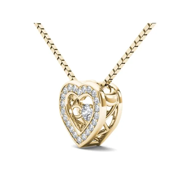 De Couer 10k Yellow Gold 1/5ct TDW Diamond Moving Heart Beat Pendant sold by Zulily product image thumbnail 2