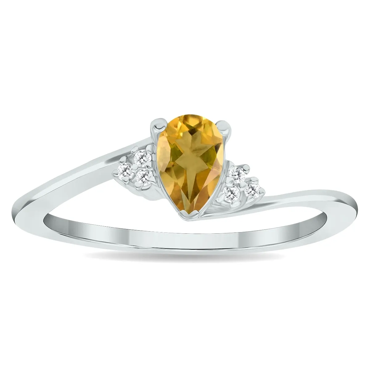 Women's Citrine and Diamond Tierra Ring in 10K White Gold sold by Zulily