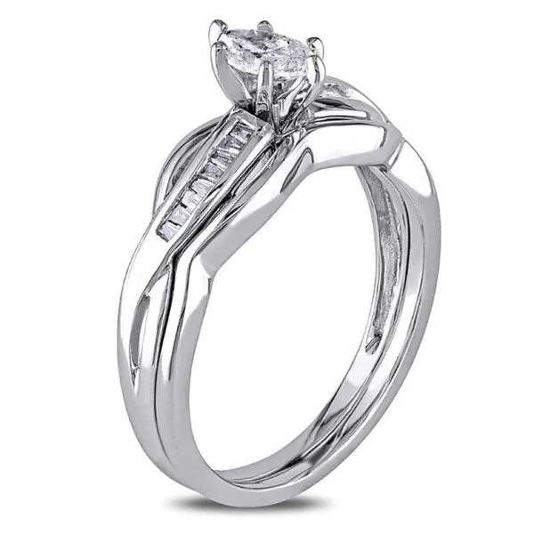 Miadora Signature Collection 14k White Gold 1/2ct TDW Marquise Diamond Bridal Set sold by Zulily product image thumbnail 3