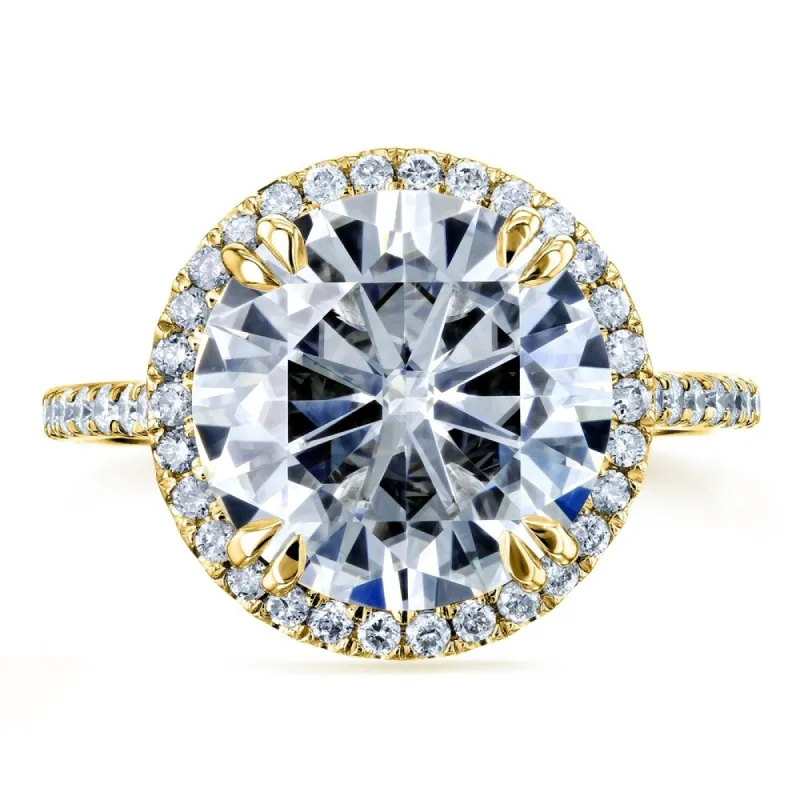 Annello by Kobelli 14k Yellow Gold 5 1/5ct TGW Round Moissanite and Diamond Halo Statement Engagement Ring (HI/VS, GH/I) sold by Zulily