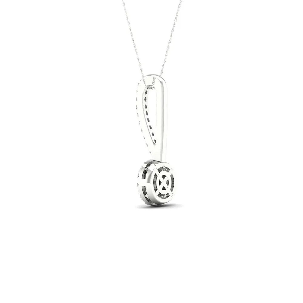 De Couer 10k Gold 1/6ct TDW Diamond Halo Necklace sold by Zulily product image thumbnail 3