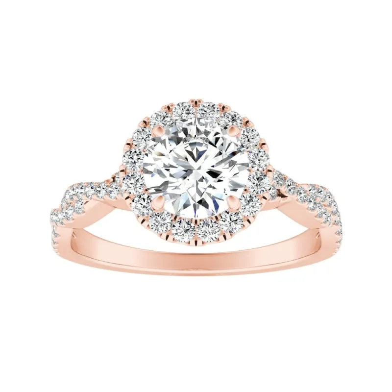 Auriya 14k Gold 1/2ct Round Moissanite Halo Diamond Engagement Ring 1/8ctw sold by Zulily