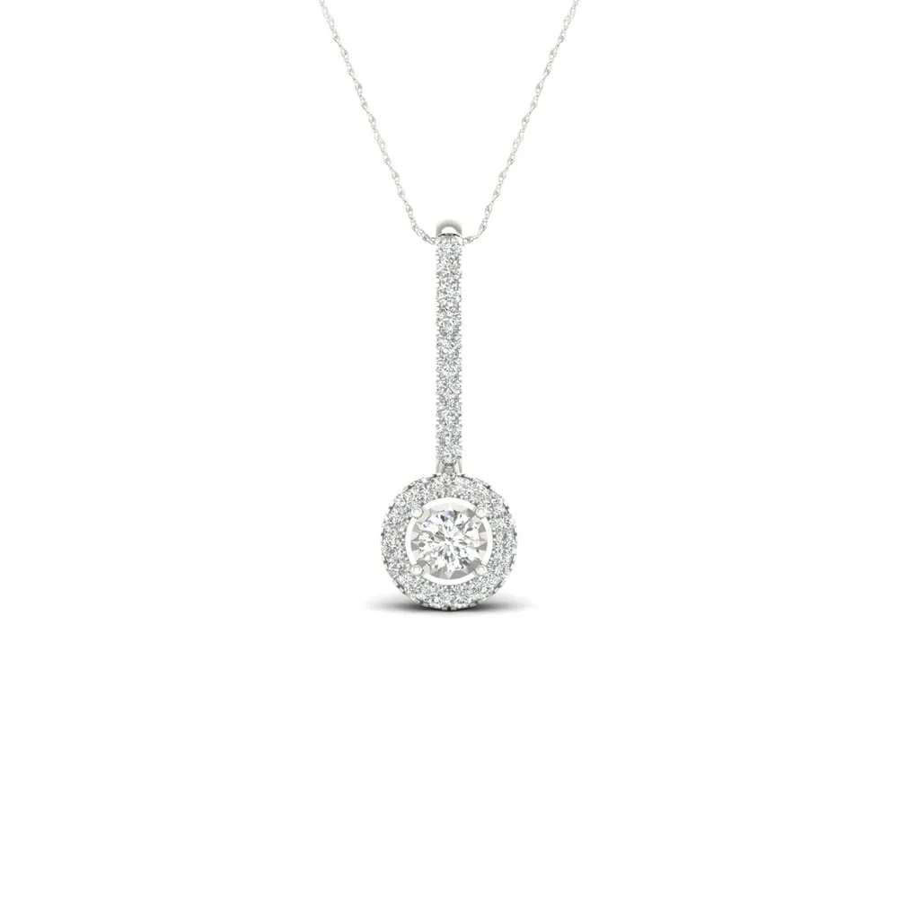 De Couer 10k Gold 1/6ct TDW Diamond Halo Necklace sold by Zulily