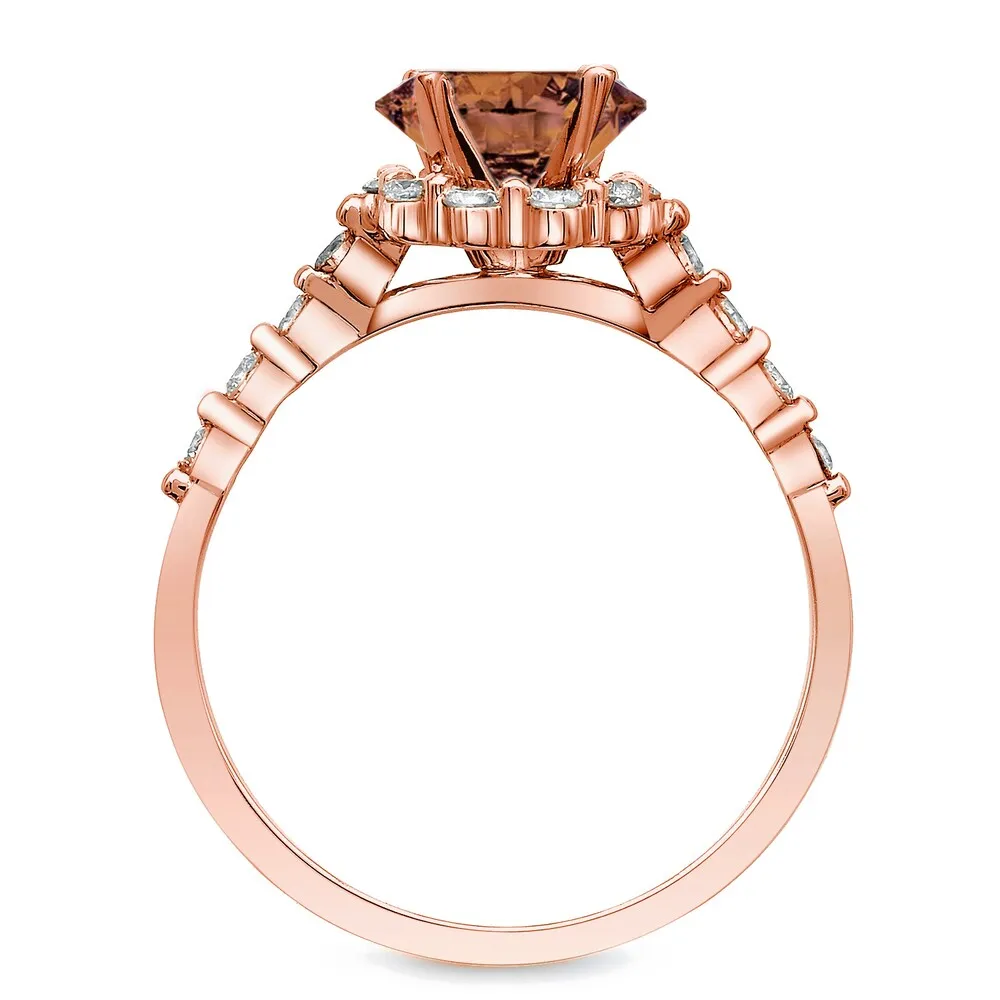 Auriya 14k Rose Gold 1 1/2ct TDW Brown Round Diamond Bridal Set Ring (SI1-SI2) sold by Zulily product image thumbnail 3