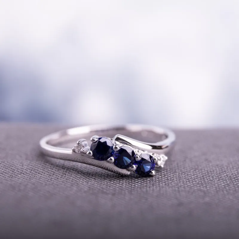 Miadora 10k White Gold Created Sapphire and Diamond Ring sold by Zulily