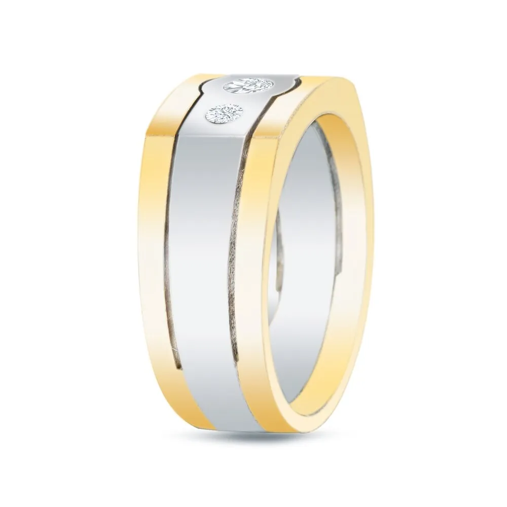 Men's 14k Two-Tone Gold 1/2ct. TW Satin Finish 3-Stone Diamond Wedding Band by Auriya sold by Zulily product image thumbnail 2