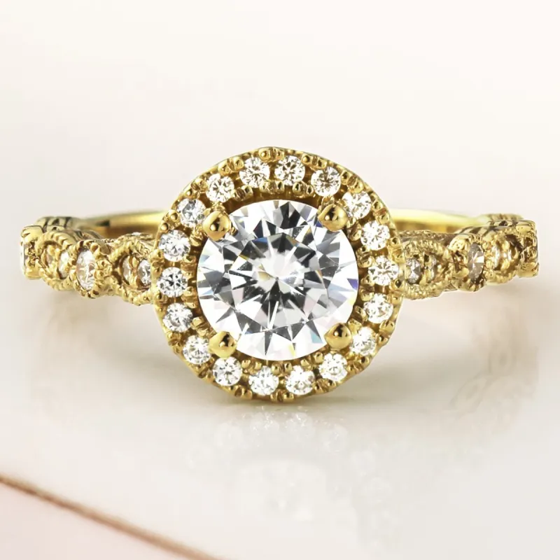 Auriya 14k Gold Vintage 2ct Moissanite Halo Diamond Engagement Ring 1/3ctw sold by Zulily