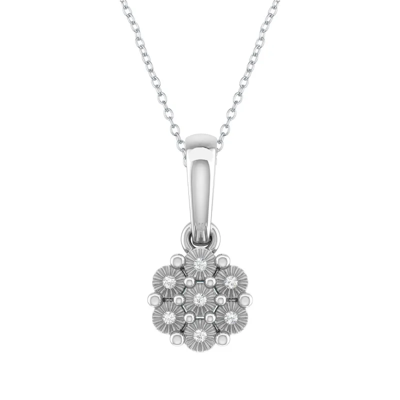 Sterling Silver Natural White Diamond Flower Pendant sold by Zulily