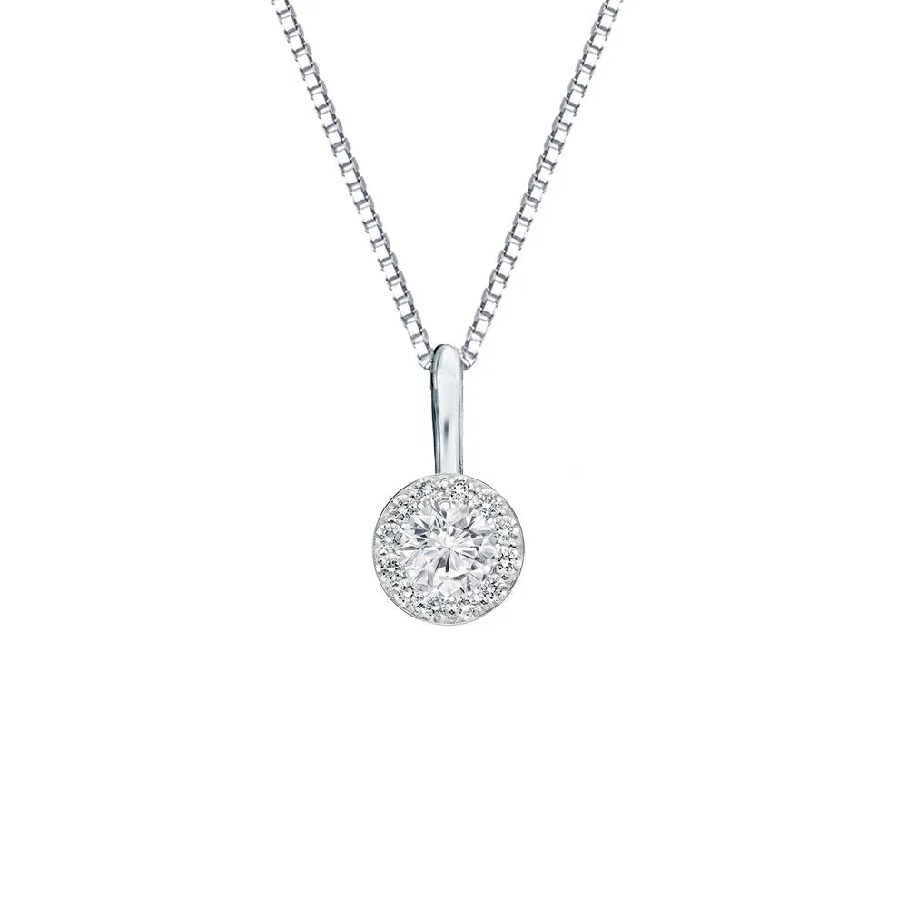 Auriya 1/4ctw Round Halo Diamond Necklace 14k Gold (H-I, SI1-SI2) sold by Zulily product image thumbnail 3