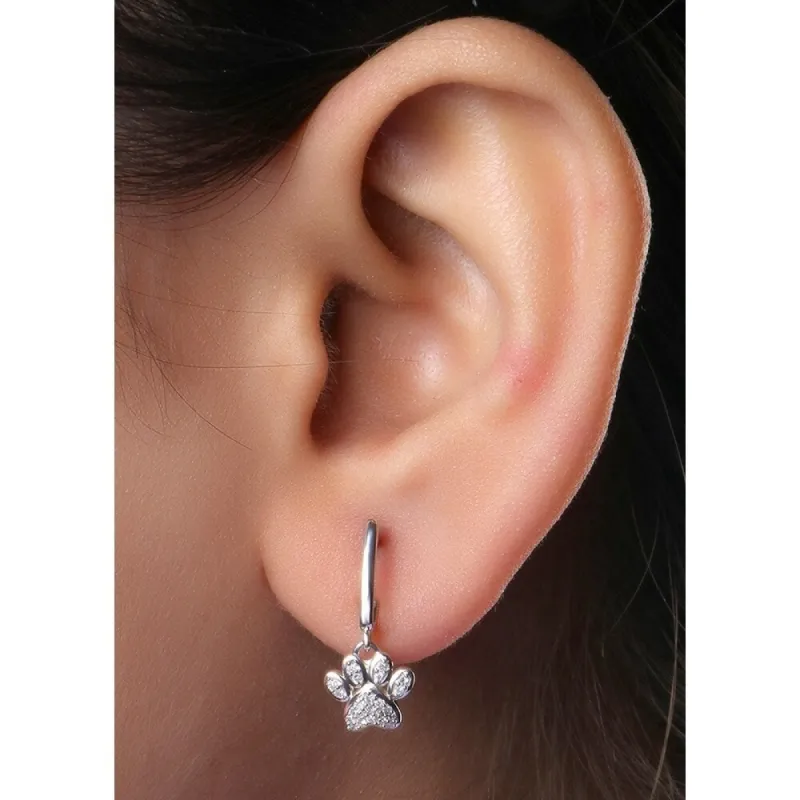 De Couer 10k Gold Round Diamond Paw Print Earrings sold by Zulily