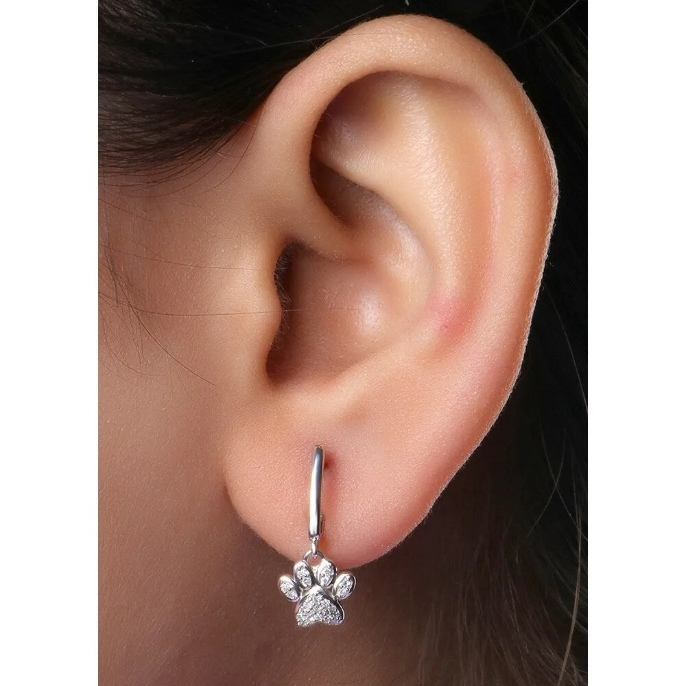 De Couer 10k Gold Round Diamond Paw Print Earrings sold by Zulily