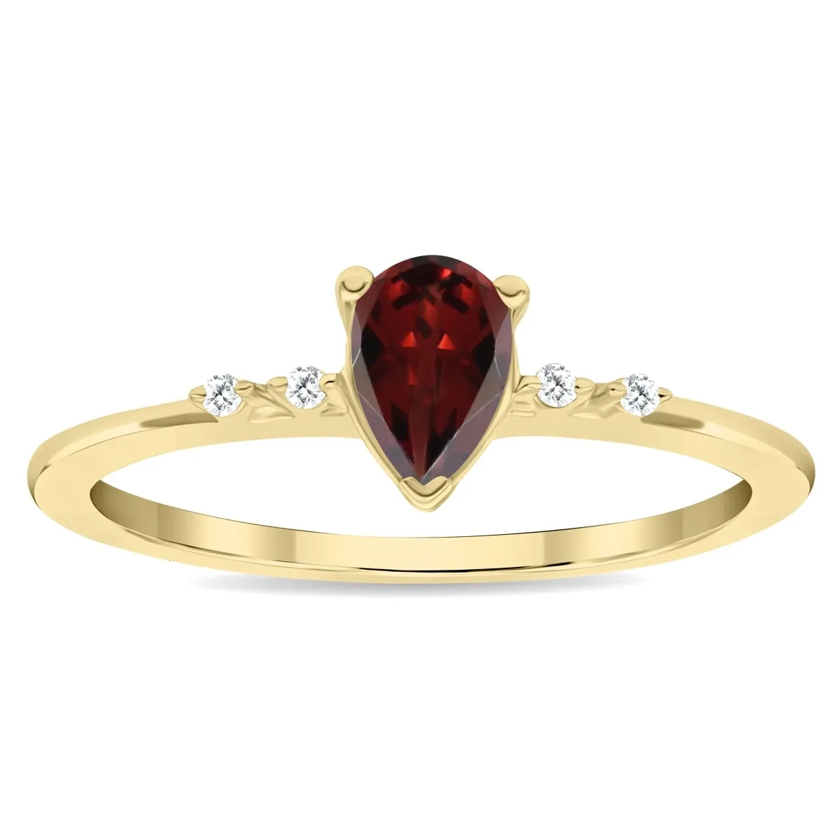 Women's Pear Shaped Garnet and Diamond Sparkle Ring in 10K Yellow Gold sold by Zulily