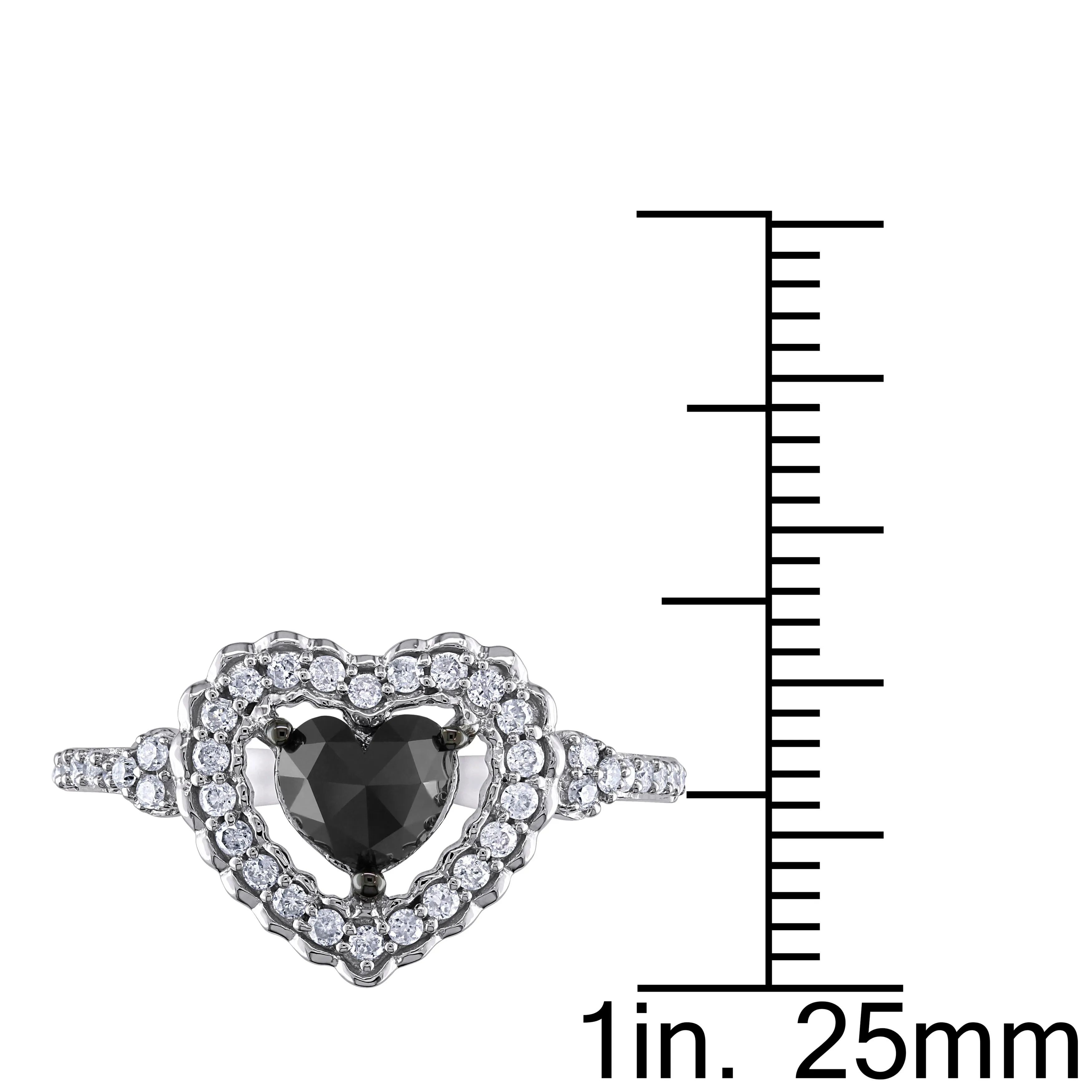 Miadora 1ct TW Black and White Halo Heart Shaped Diamond Engagement Ring in 10k White Gold sold by Zulily product image thumbnail 3