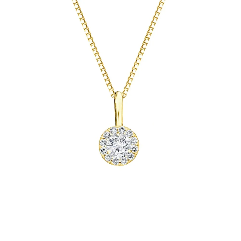 Auriya 1/4ctw Round Halo Diamond Necklace 14k Gold (H-I, SI1-SI2) sold by Zulily