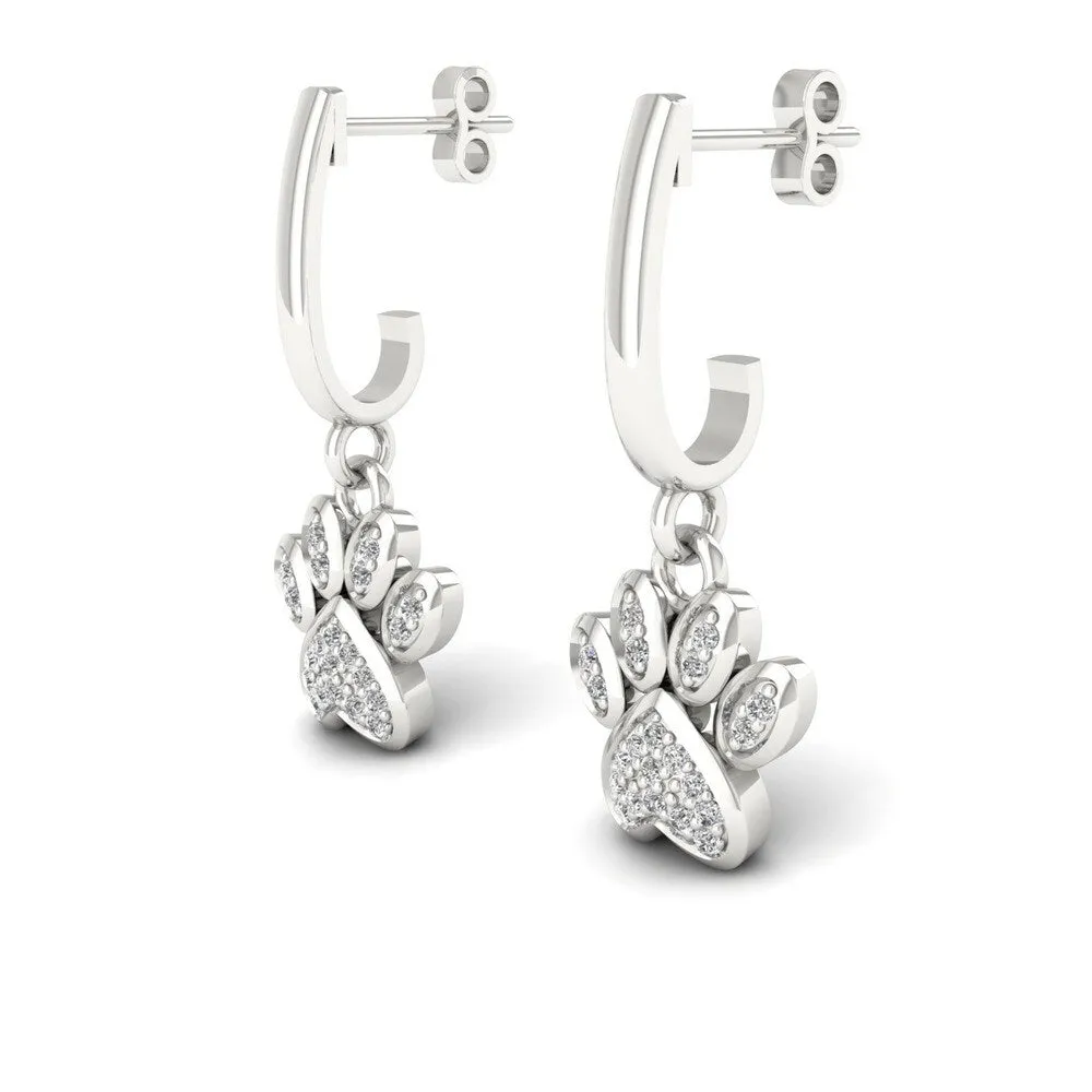 De Couer 10k Gold Round Diamond Paw Print Earrings sold by Zulily product image thumbnail 4