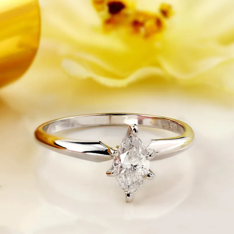 Auriya 14k Gold 1/2ctw Marquise-cut Solitaire Diamond Engagement Ring (I-J, I1-I2) sold by Zulily