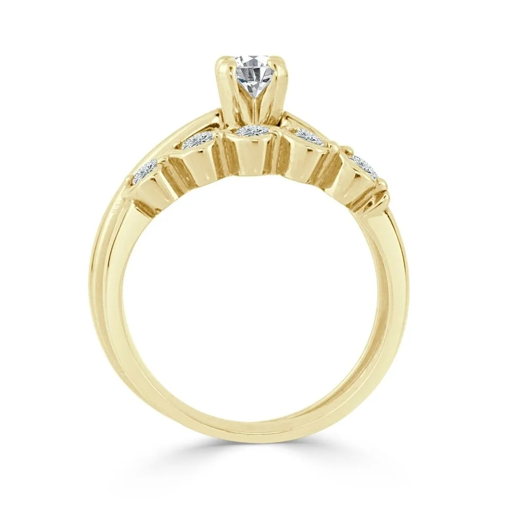 Auriya 14k Gold 2ct Moissanite and Pave Diamond Engagement Ring 7/8ctw sold by Zulily product image thumbnail 3