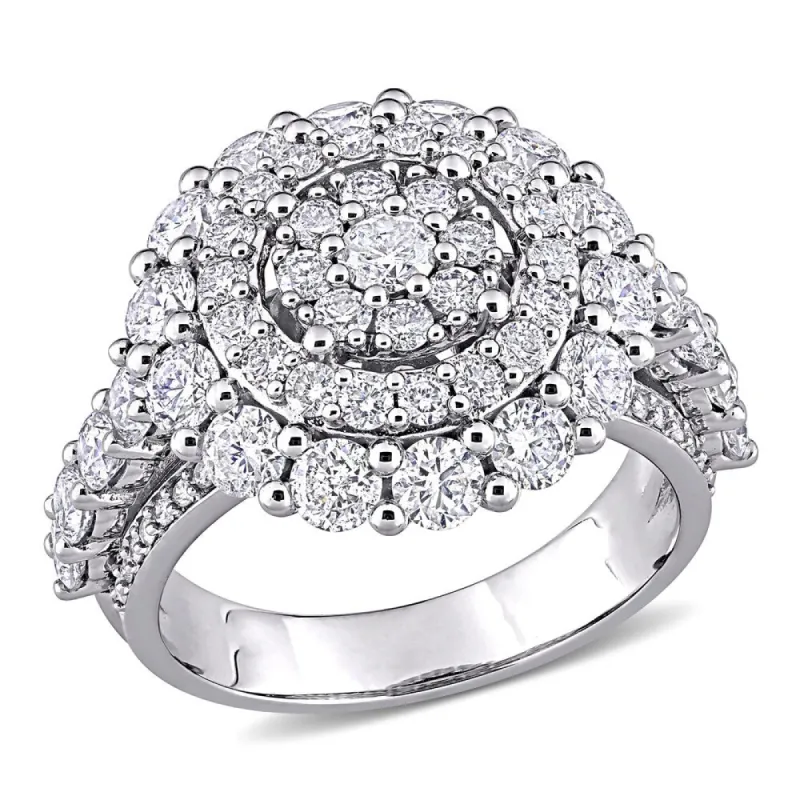 Miadora 14k White Gold 3ct TDW Diamond Triple Halo Cluster Engagement Ring sold by Zulily