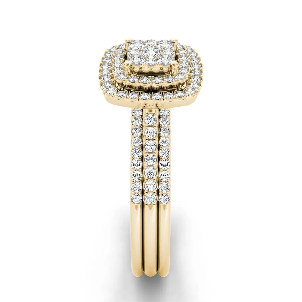 De Couer IGI Certified 1/3ct TDW Cluster Halo Bridal Set - Yellow sold by Zulily product image thumbnail 3