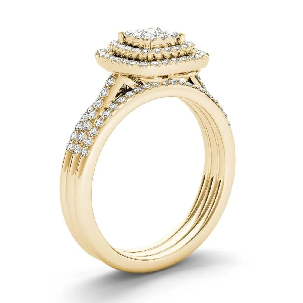 De Couer IGI Certified 1/3ct TDW Cluster Halo Bridal Set - Yellow sold by Zulily product image thumbnail 2