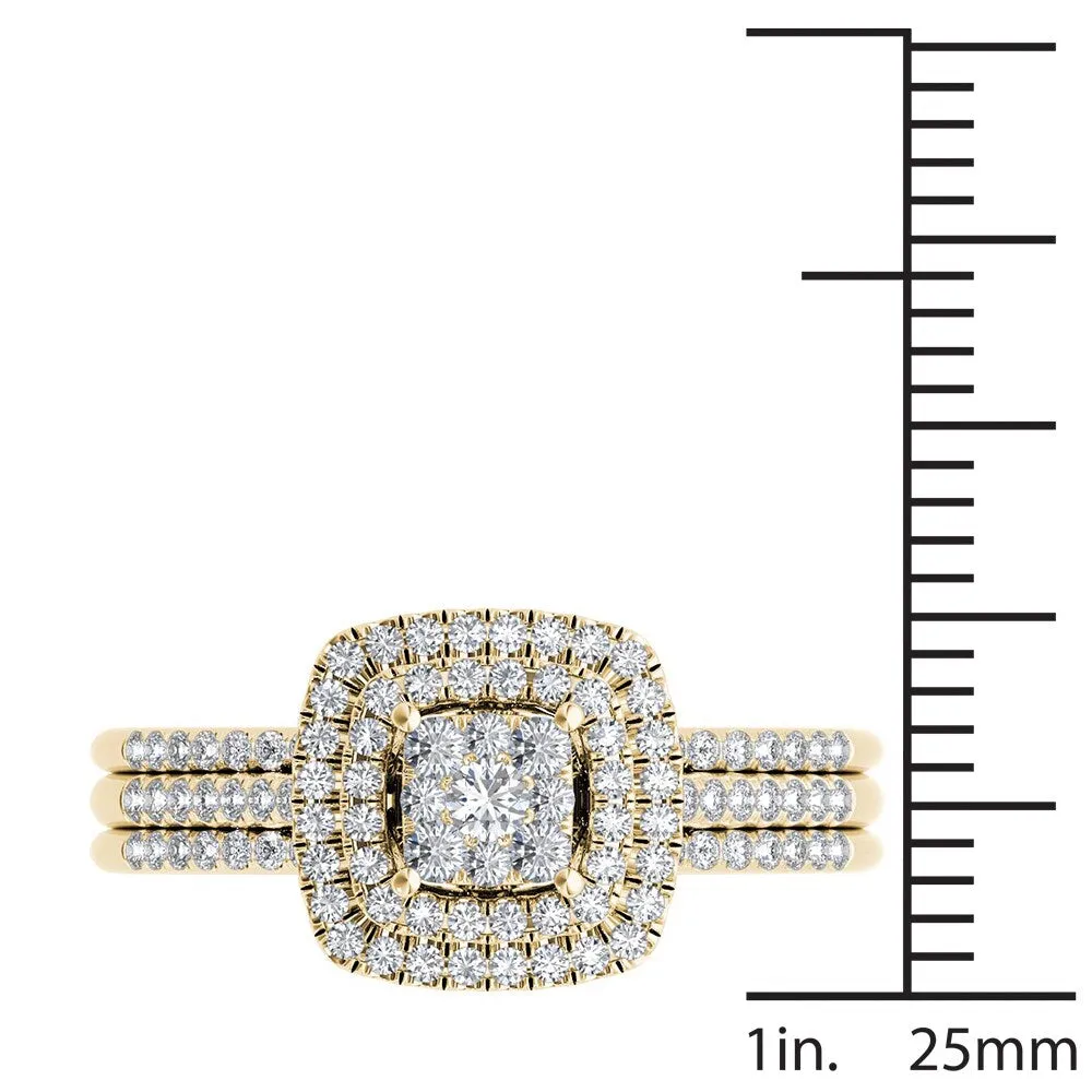 De Couer IGI Certified 1/3ct TDW Cluster Halo Bridal Set - Yellow sold by Zulily product image thumbnail 4