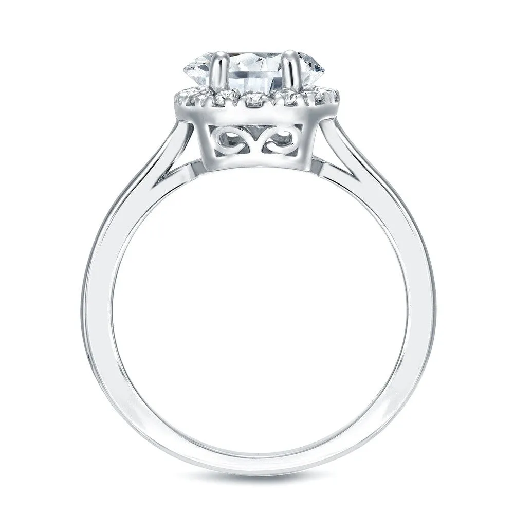 Auriya Round 1/2ct Moissanite and 1/5ctw Halo Diamond Engagement Ring 14K Gold sold by Zulily product image thumbnail 5