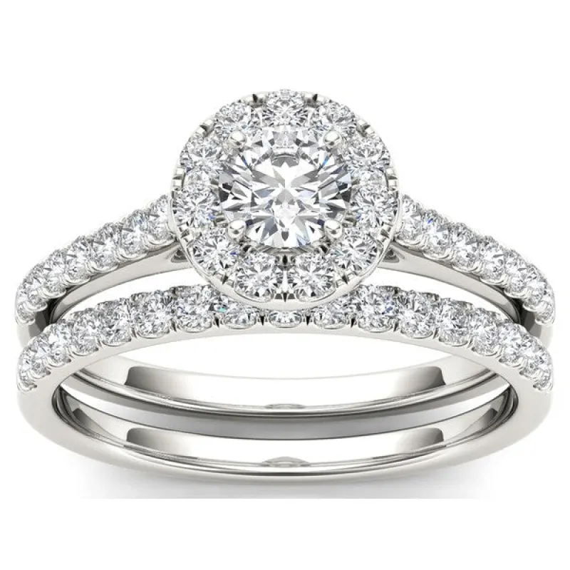 De Couer IGI Certified 10k White Gold 1ct TDW Diamond Charming Engagement Ring Set sold by Zulily