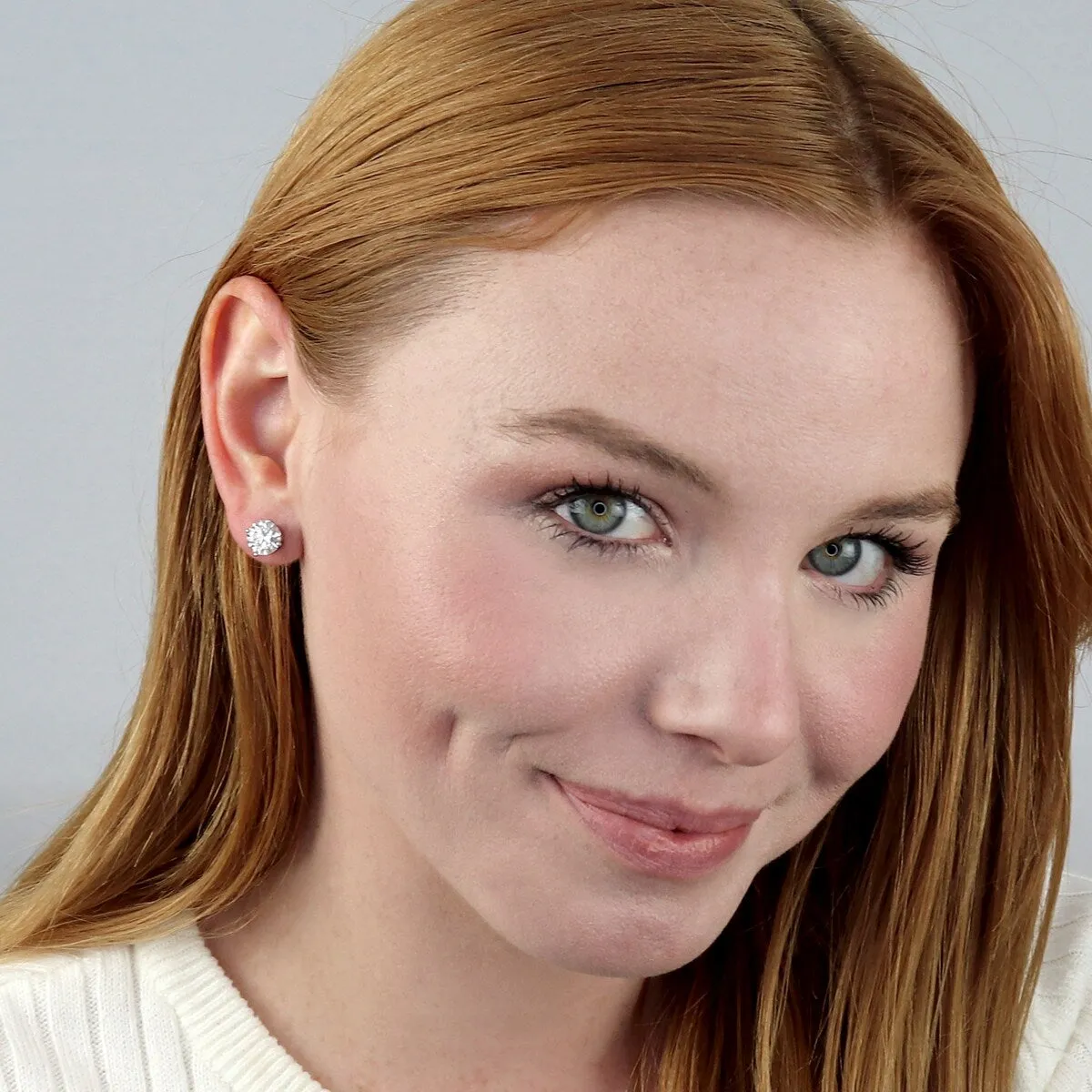 Auriya 18k Gold 3ctw Round Moissanite Stud Earrings - 7.4 mm sold by Zulily product image thumbnail 3