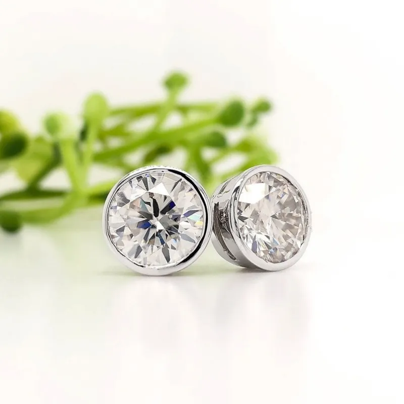 Auriya 3ctw Round Bezel-set Moissanite Stud Earrings Platinum - 7.4 mm sold by Zulily