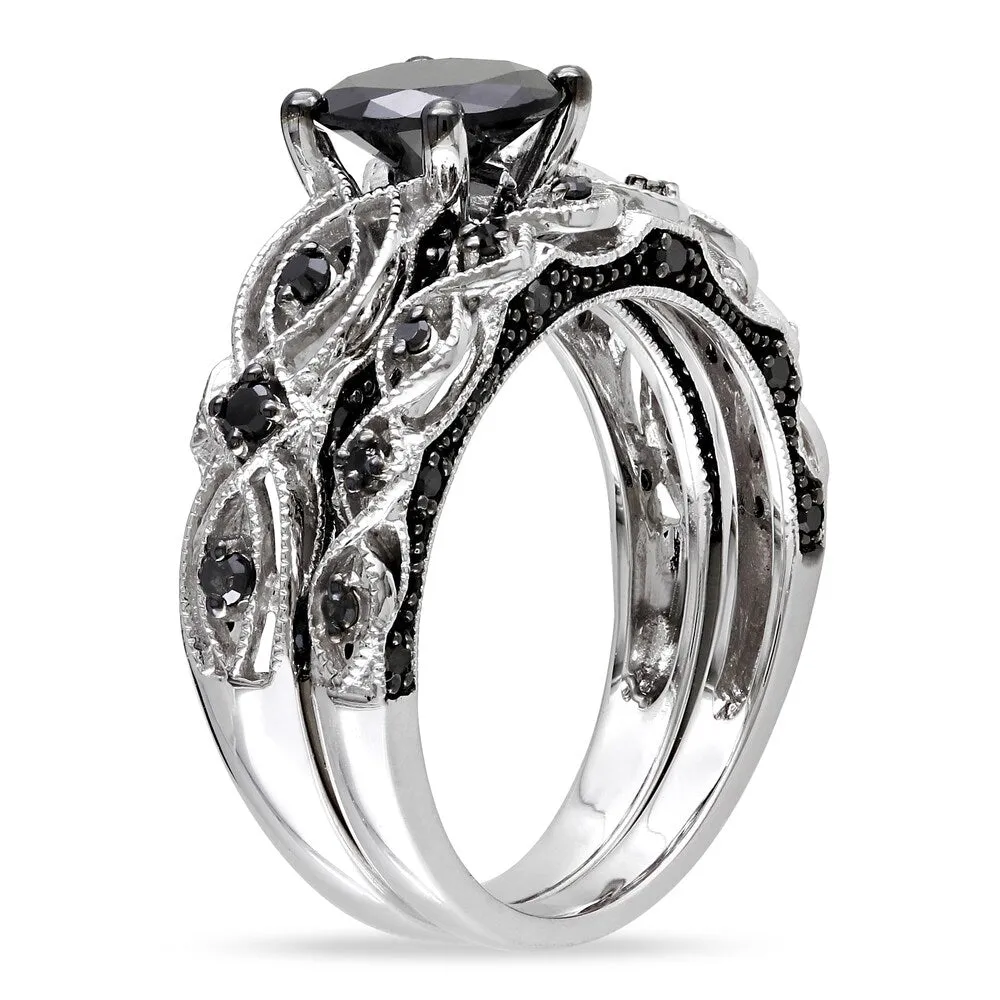 Miadora 10k White Gold Black Diamond Infinity Engagement Ring Set sold by Zulily product image thumbnail 3