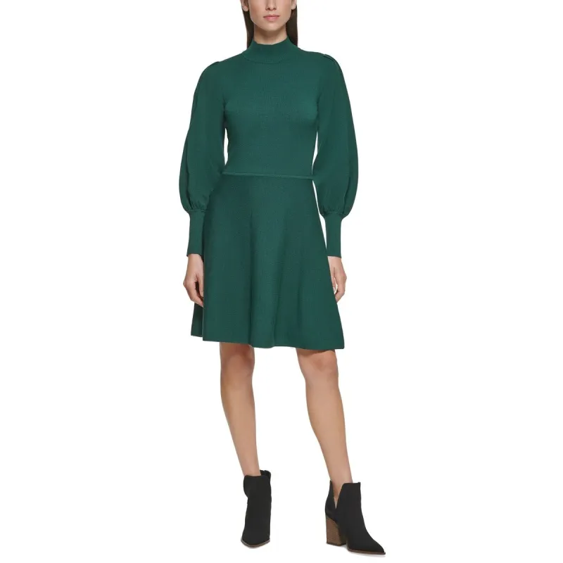 Vince Camuto Women's Mock Neck Puff Sleeve Dress Green Size X-Large sold by Zulily