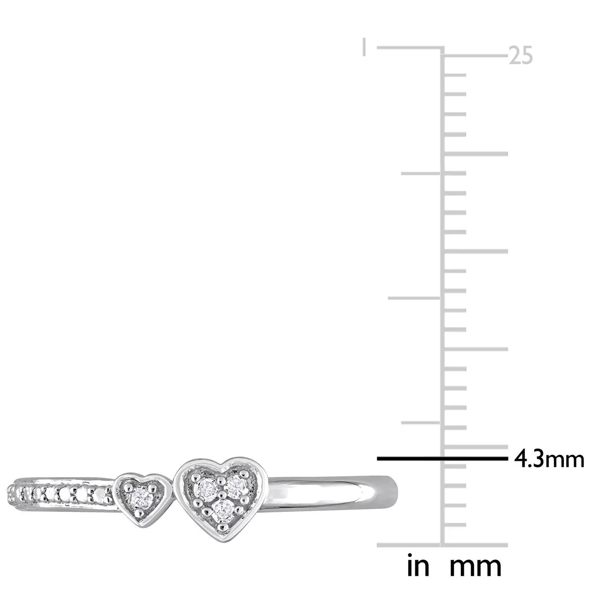 Miadora Diamond Accent Double Heart Promise Stacking Ring in Sterling Silver sold by Zulily product image thumbnail 4