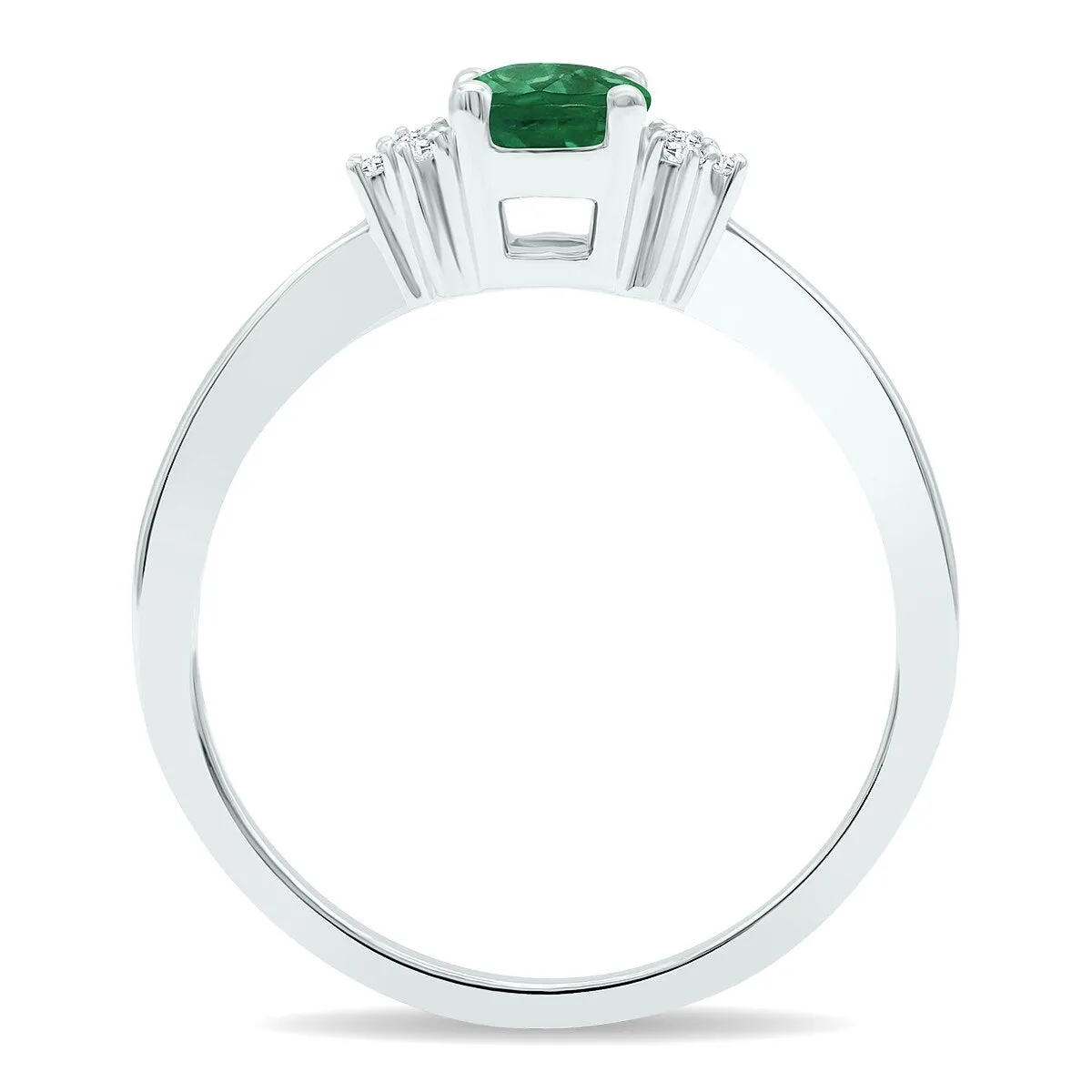 Women's Emerald and Diamond Half Moon Ring in 10K White Gold sold by Zulily product image thumbnail 2