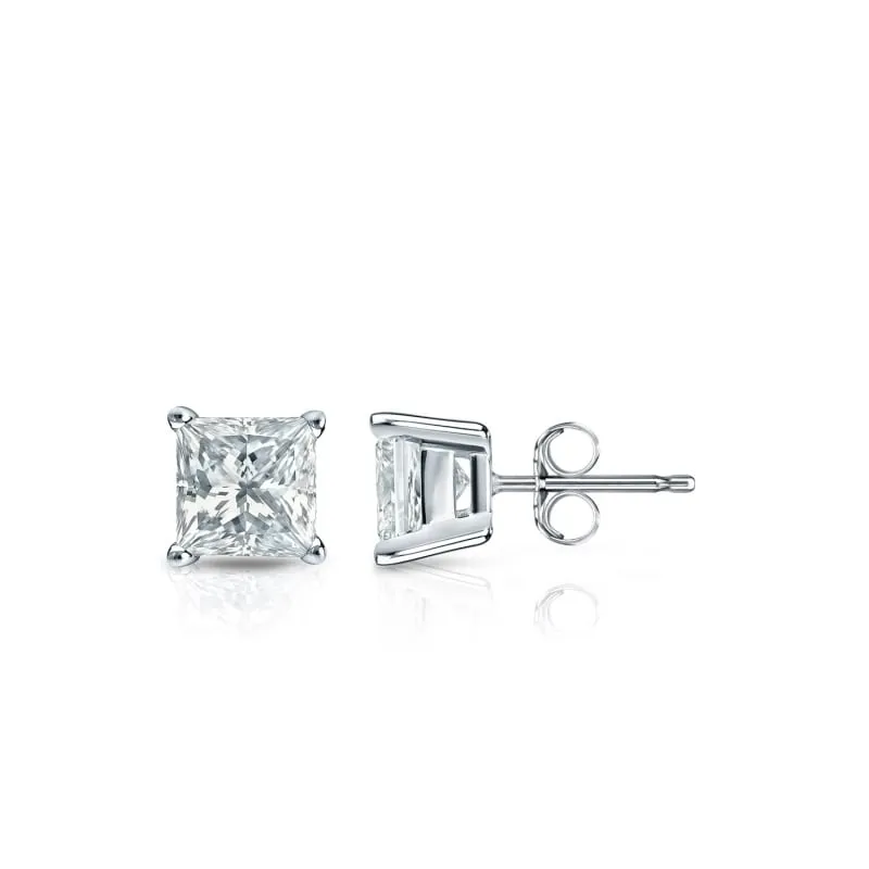 Auriya 18-karat Gold Lab Grown 0.50 carat TDW Princess Diamond Stud Earrings 4-Prong Basket Push-back sold by Zulily product image thumbnail 5