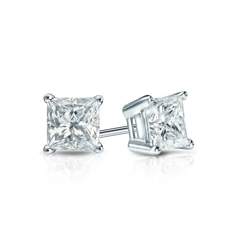 Auriya 18-karat Gold Lab Grown 0.50 carat TDW Princess Diamond Stud Earrings 4-Prong Basket Push-back sold by Zulily