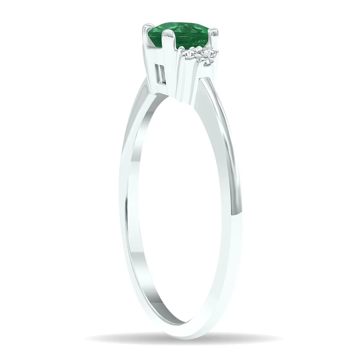 Women's Emerald and Diamond Half Moon Ring in 10K White Gold sold by Zulily product image thumbnail 3