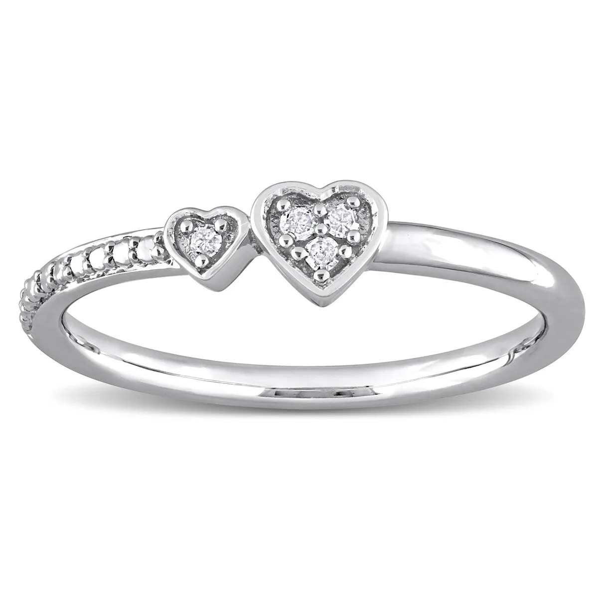 Miadora Diamond Accent Double Heart Promise Stacking Ring in Sterling Silver sold by Zulily
