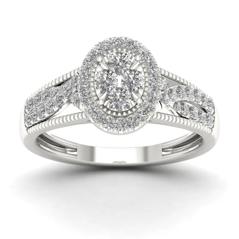 De Couer 10k White Gold 3/8ct TDW Diamond Halo Ring sold by Zulily