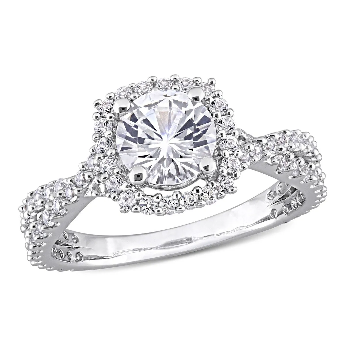 Miadora Sterling Silver Created White Sapphire Split Shank Halo Engagement Ring sold by Zulily