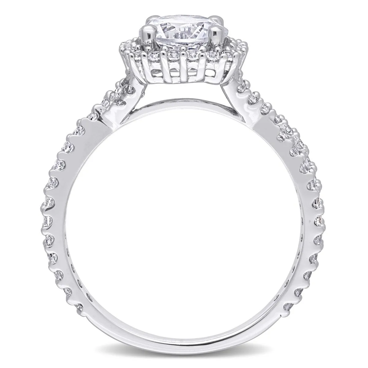 Miadora Sterling Silver Created White Sapphire Split Shank Halo Engagement Ring sold by Zulily product image thumbnail 3