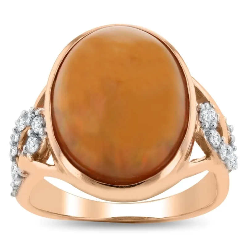 Auriya 14k Rose Gold 7 1/5ct Opal and 3/8ct TDW Diamond Ring sold by Zulily