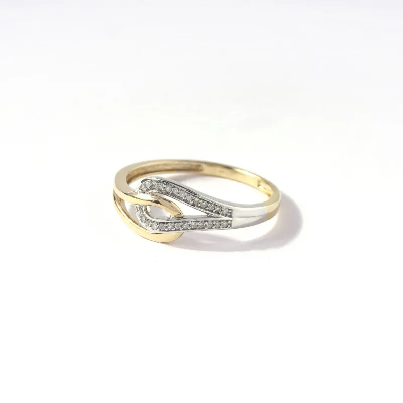 De Couer 10k Two-Tone White Gold 1/10ct TDW Diamond Two Side Knot Ring sold by Zulily