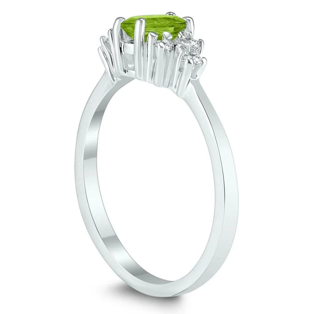 6X4MM Peridot and Diamond Regal Ring in 10K White Gold sold by Zulily product image thumbnail 2