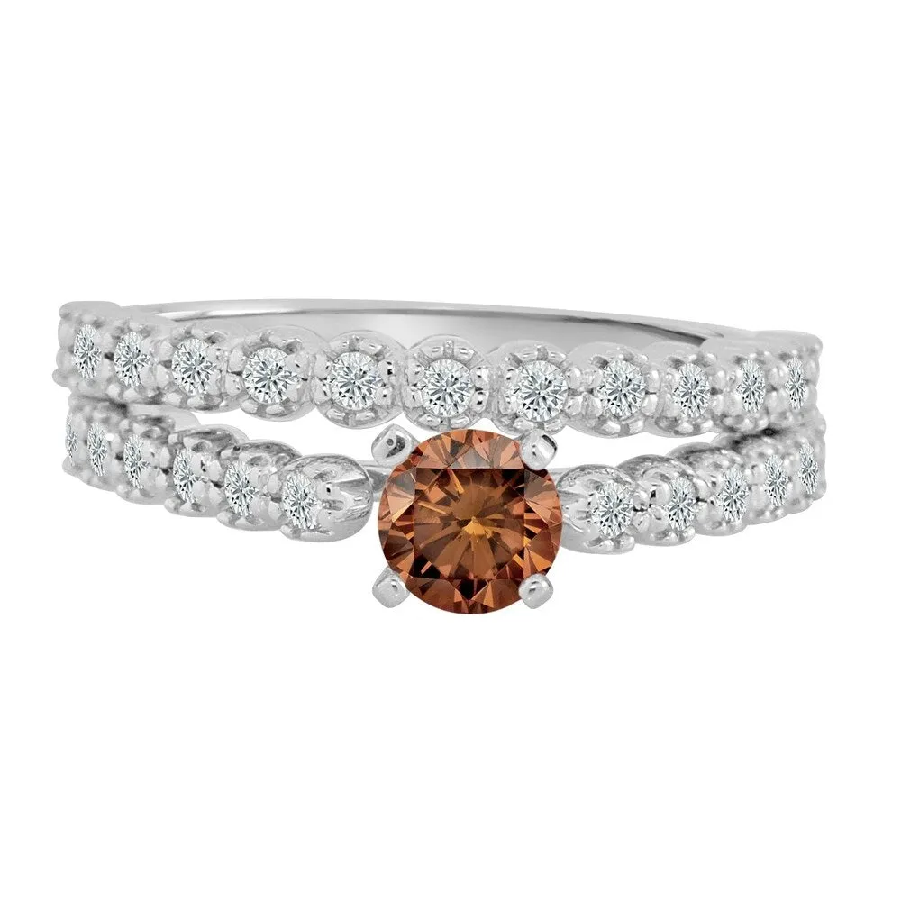 Auriya Round 3/4ct TDW Brown Diamond Engagement Ring Set 14k Gold sold by Zulily product image thumbnail 4
