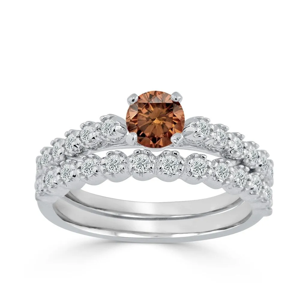 Auriya Round 3/4ct TDW Brown Diamond Engagement Ring Set 14k Gold sold by Zulily