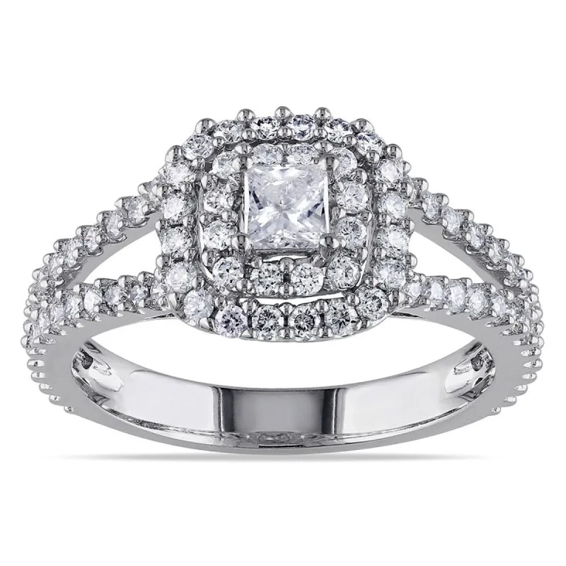 Miadora Signature Collection 14k White Gold 1ct TDW Halo Diamond Ring sold by Zulily
