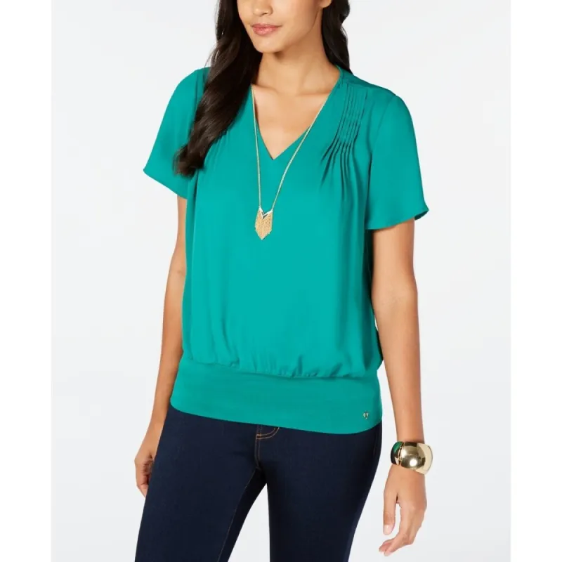 Thalia Sodi Women's Pintuck Pleated Top Green Size XX-Large sold by Zulily