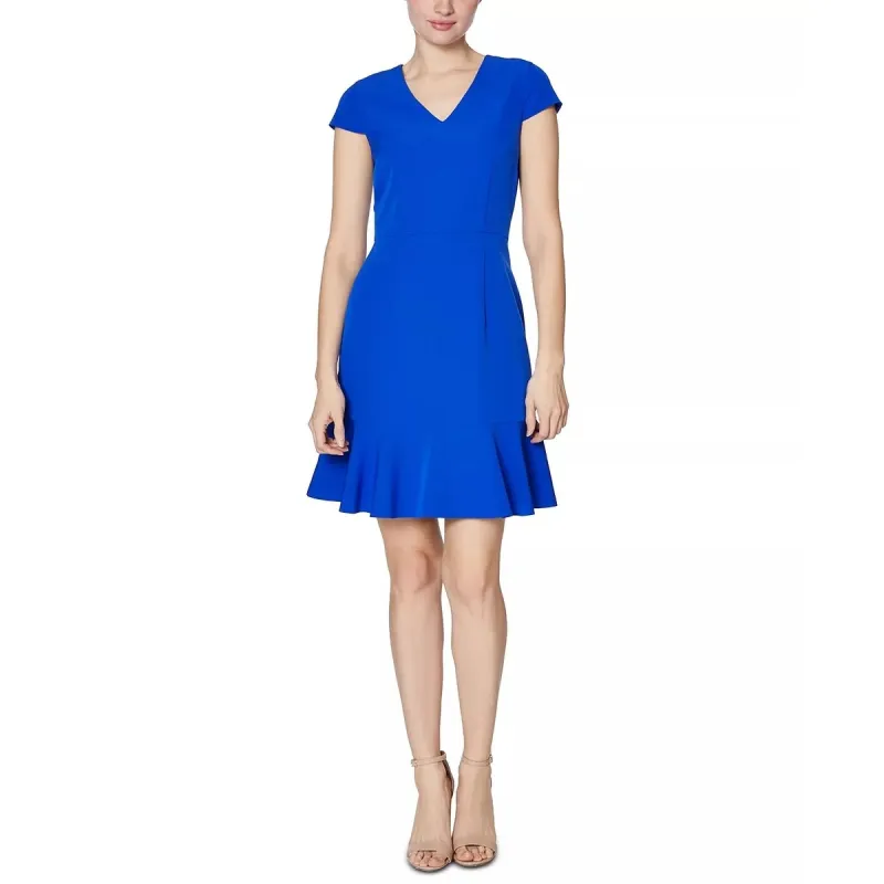 Betsey Johnson Women's Blue Ruffled Zippered Neck Short Fit and Flare Party Dress Blue Size 6 sold by Zulily