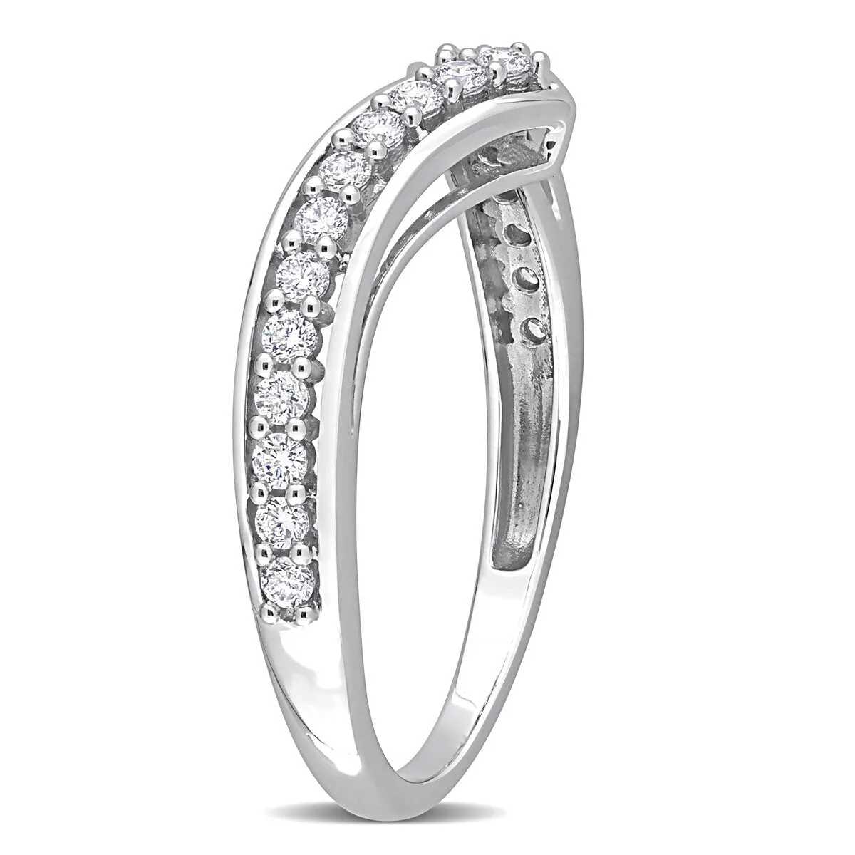 Miadora 1/3ct TDW Diamond Contour Stackable Anniversary Wedding band in 10k White Gold sold by Zulily product image thumbnail 4
