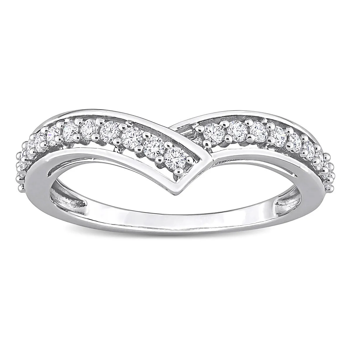 Miadora 1/3ct TDW Diamond Contour Stackable Anniversary Wedding band in 10k White Gold sold by Zulily product image thumbnail 3